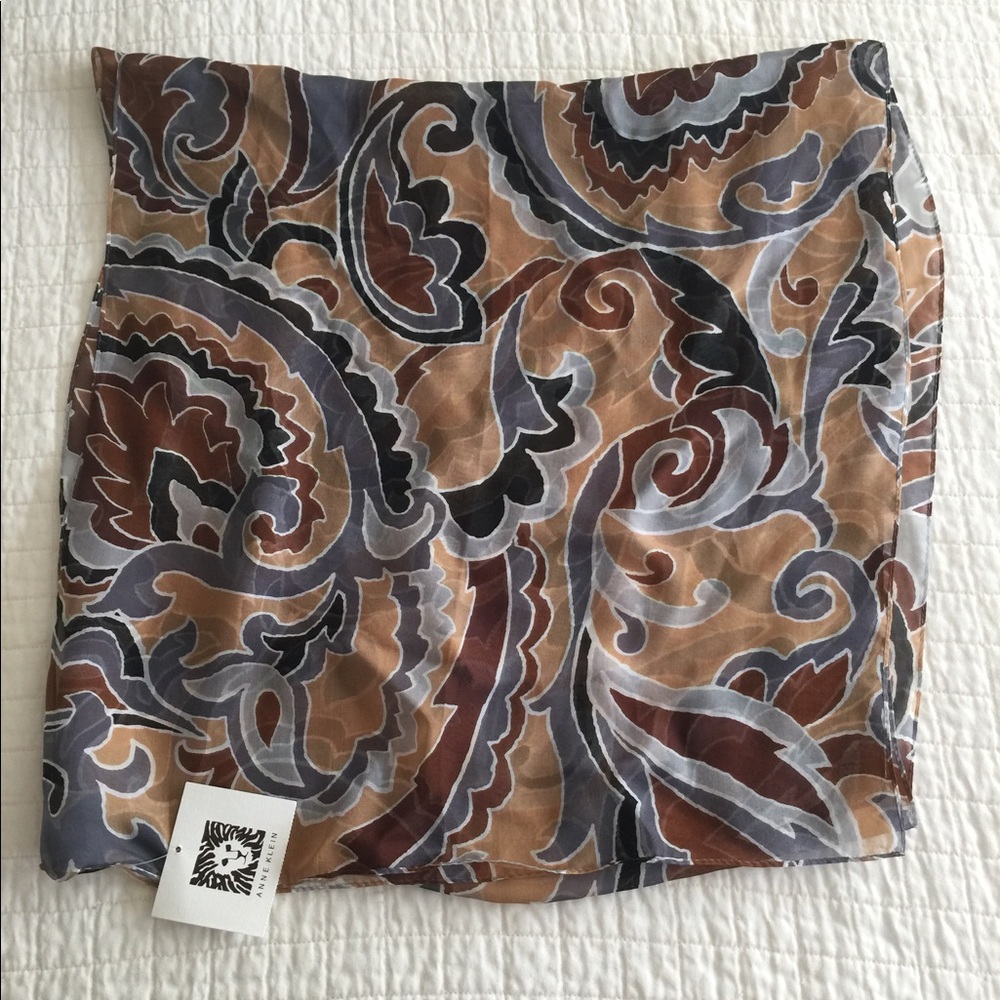 NWT Anne Klein silk earth tone oblong scarf